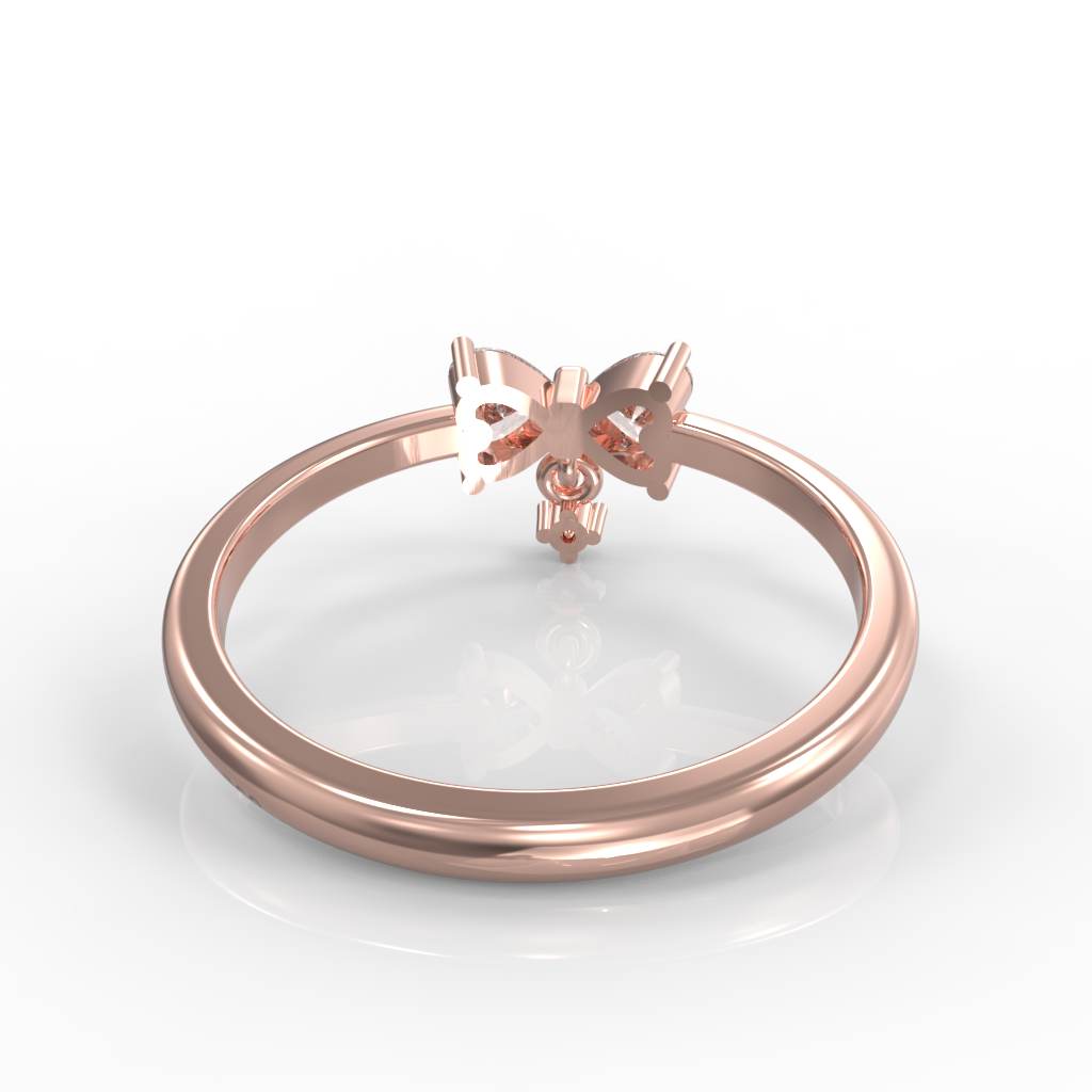 Sparkling Bow Charm Engagement Ring – Hallmarked 925 Sterling Silver Rose Gold Plated | Elegant & Romantic Jewelry